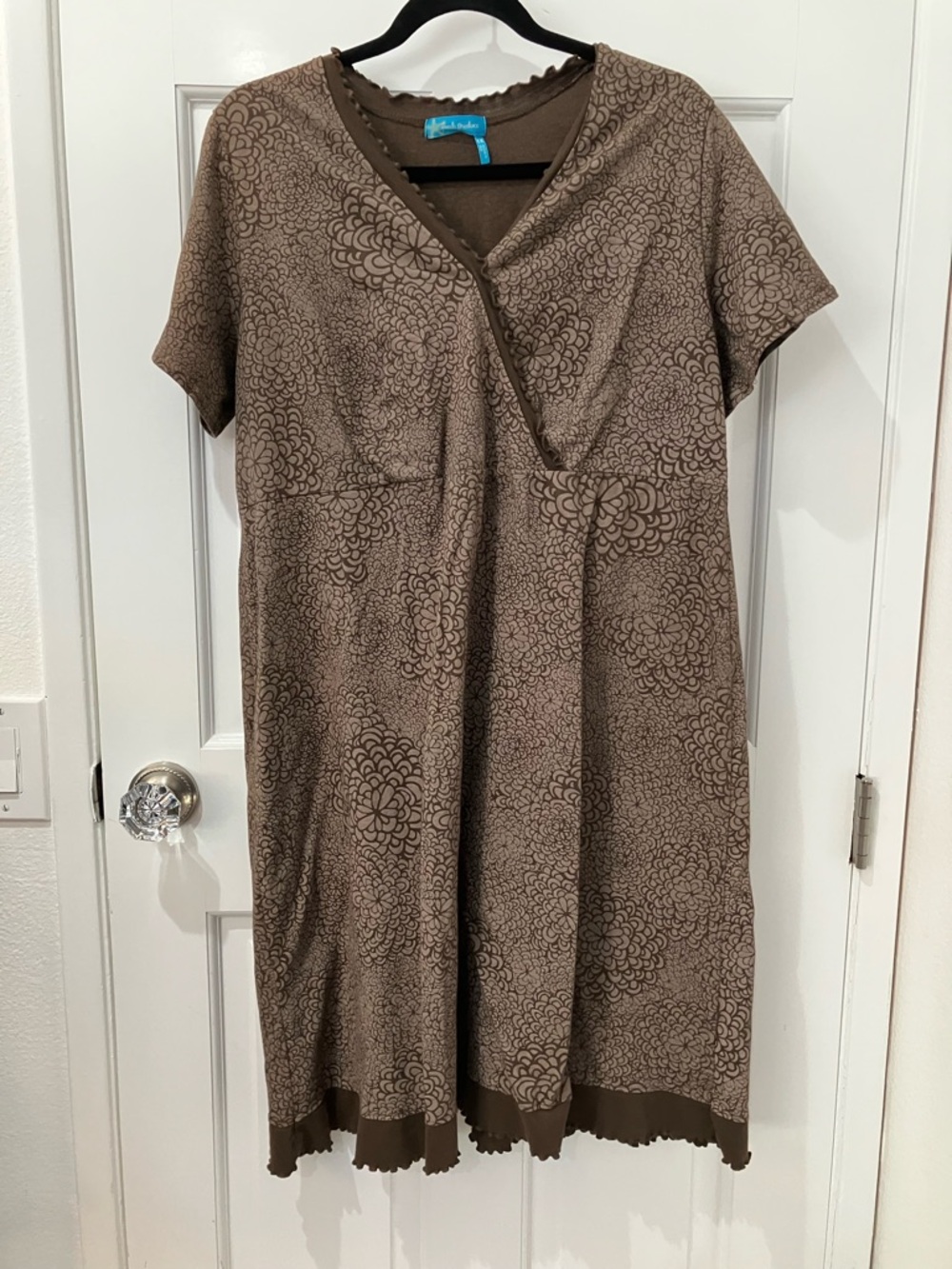 Fresh Produce Brown Floral Faux Wrap-Style Midi Dress